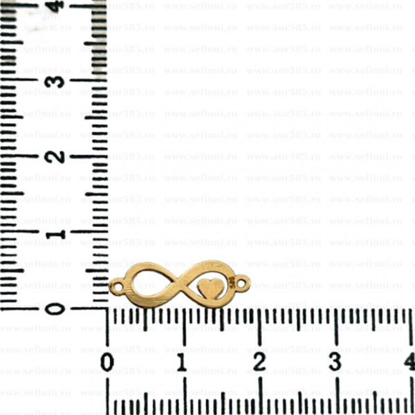 Link din aur 14k - pentru bratara - infinit cu inimioara personalizabila cu initiala