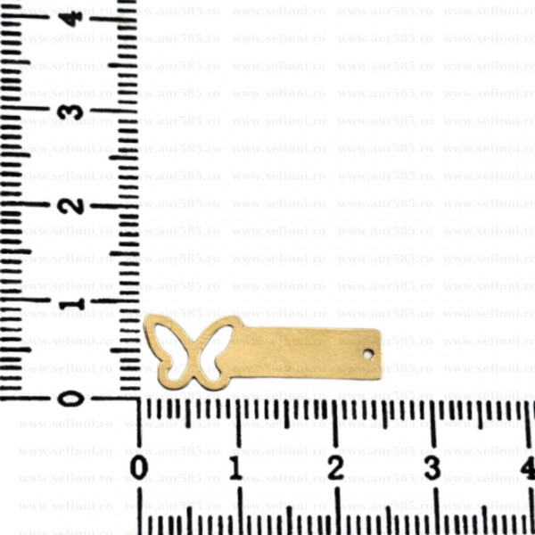 Link din aur 14k - pentru bratara - placuta cu fluturas decupat