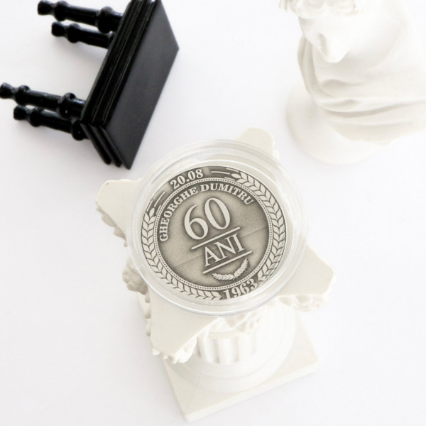 Moneda Comemorativa din Argint 2.5cm - gravura 3D Fata&Verso