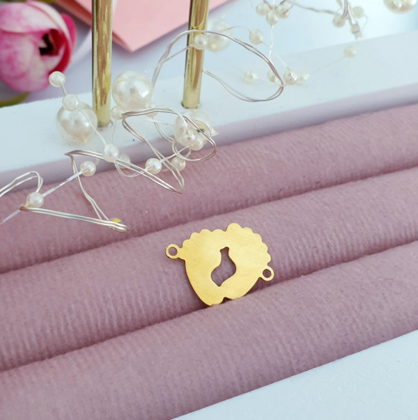 Link din argint placat cu aur - pentru bratara - talpite bebe 1.8x1cm