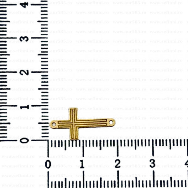 Link din aur 14k - pentru bratara - cruce cu dungi