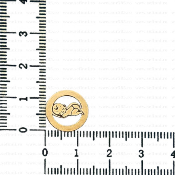 Link din aur 14k - pentru bratara - disc cu bebelus