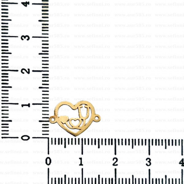Link din aur 14k - pentru bratara - inimioara cu stetoscop