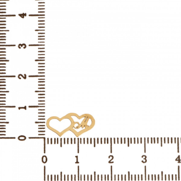 Link din aur 14k - pentru bratara - initiala si inimioara