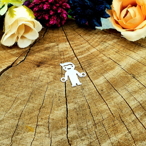 Link din argint - pentru bratara - baietel 1.6x1.3cm