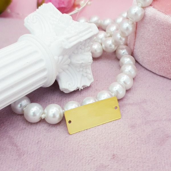Link din argint placat cu aur - pentru bratara - placuta 2.5x1cm