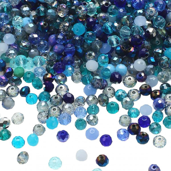 Mix cristale rondele 4mm multicolor albastru ~ aprox 410 buc