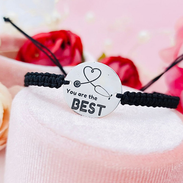 Bratara cu banut 18mm din argint 925 - You are the best / Doctor / Stetoscop