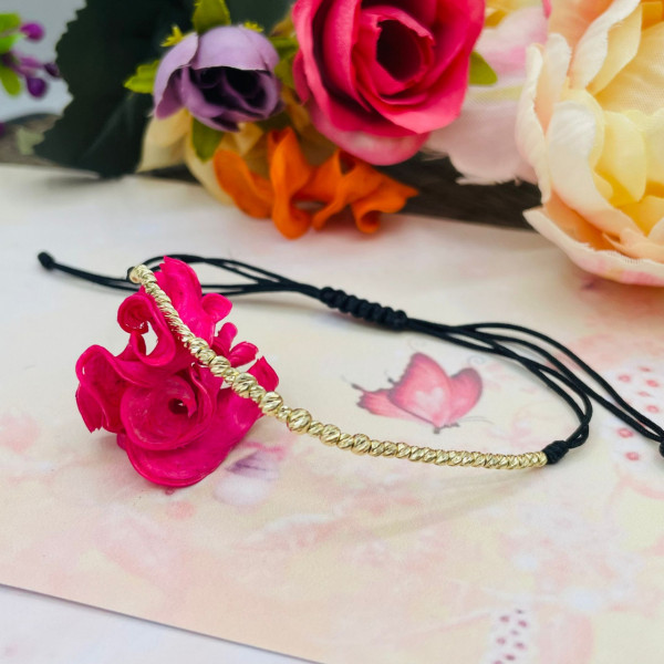 Bratara cu snur si bilute din aur 14k de 3/2,5/2 mm