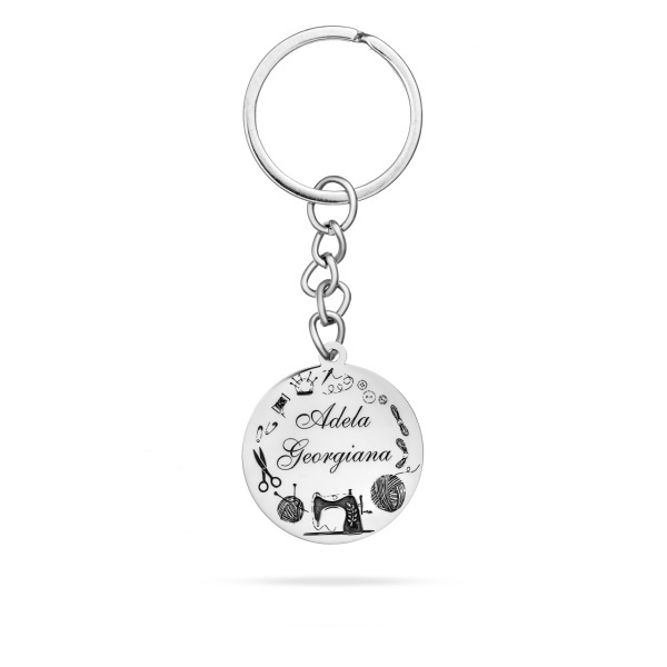 Breloc cu banut 25mm din Argint 925 - Handmade - personalizabil cu orice nume / text