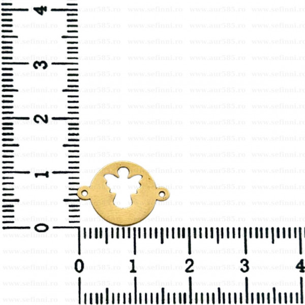 Link din aur 14k - pentru bratara - disc cu ingeras decupat