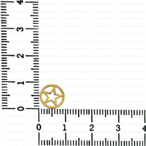 Link din aur 14k - pentru bratara - disc steluta