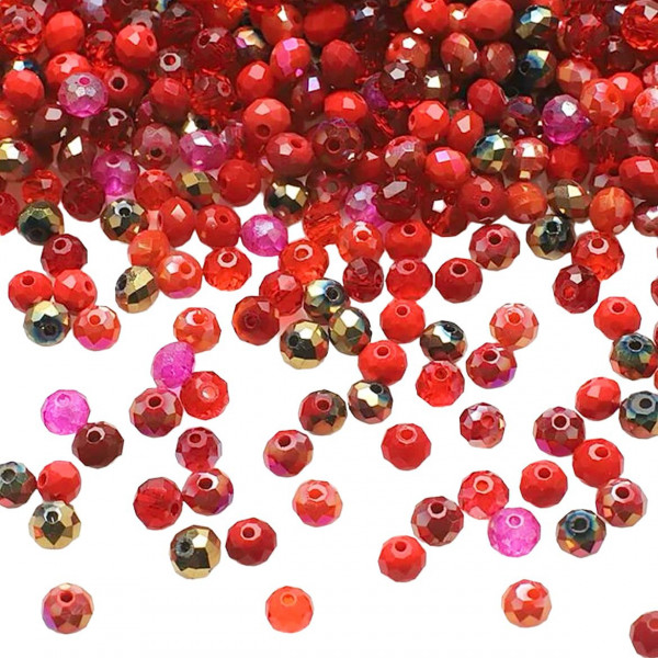 Mix cristale rondele 4mm multicolor rosu ~ aprox 410 buc