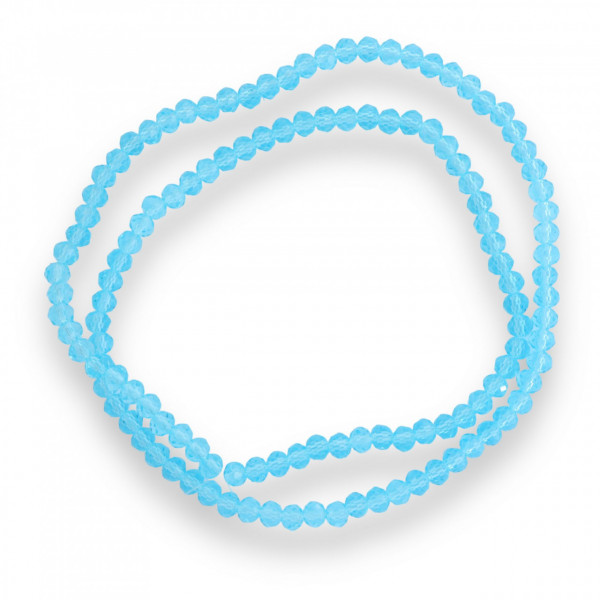Șirag cristale rondele 4mm, culoare Sky Blue Transparent, Aprox 130 buc