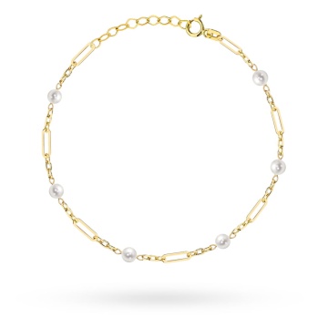 Brățară Aur 14K cu Zale Lungi și Perle Naturale