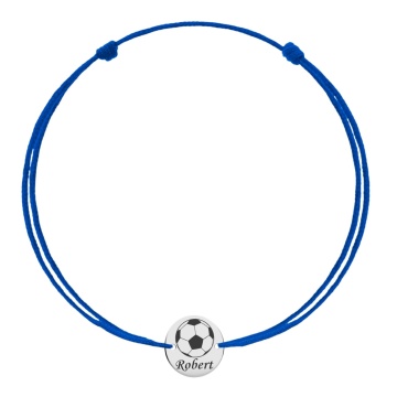 Bratara Fotbal cu snur si banut 12mm din argint gravat nume si minge