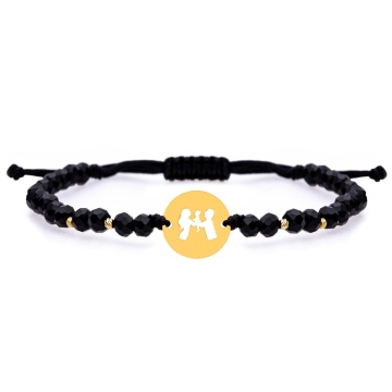 Bratara snur si disc decupat Happy Family din aur 14k