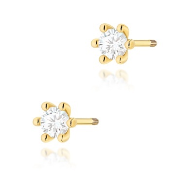 Cercei Aur 14K cu Diamant de Laborator 0.15 ct Filet cu Protectie