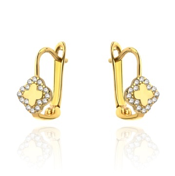 Cercei Aur 14k cu Trifoi si Zirconii
