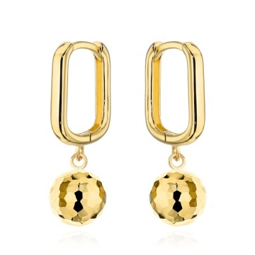 Cercei Aur 14K Rotunzi, Suspendati cu Biluțe - Eleganță Atemporală