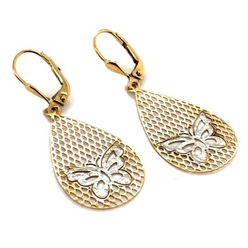 Cercei Aur Galben 14K cu Fluture Delicat
