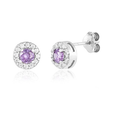 Cercei din argint 925 cu cristale Angel Collection - Purple Edition
