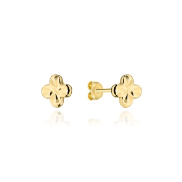 Cercei Eleganti Din Aur 14K Galben Forma Trifoi