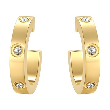 Cercei Stud Crystal din Inox placat cu AUR 18K