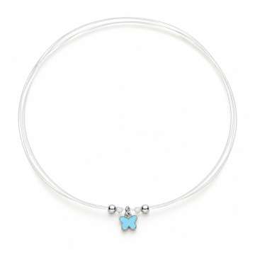Choker reglabil fir transparent - Blue Butterfly din Argint 925