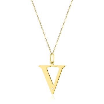 Colier Aur 14K cu Diamant Natural 0.01 ct