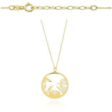 Colier Banut cu New York- Aur 14k