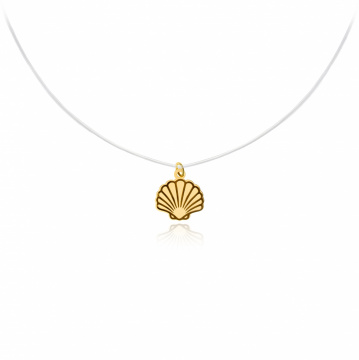 Colier cu fir transparent si scoica din AUR 14K