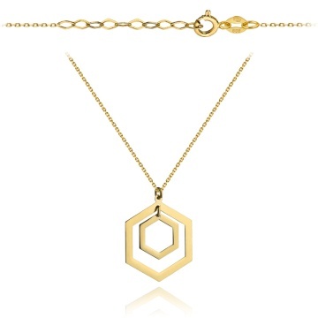 Colier cu Pandantive Hexagonale- Aur 14k