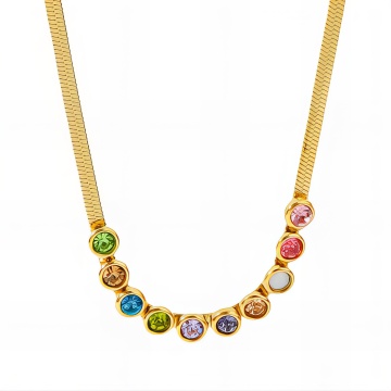 Colier Multicolor din Inox Placat cu Aur