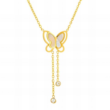Colier My Butterfly din Inox placat cu AUR