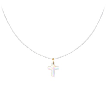 Colier Shiny Small Cross din AUR 14K și fir transparent