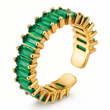 Inel Alure Green din inox placat cu aur 18K