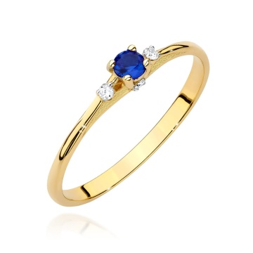 Inel Aur 14K cu Safir 0.15 ct si Diamante Naturale 0.05 ct