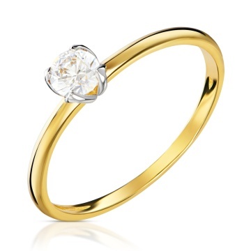 Inel Aur 14k cu Zircon Alb