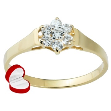 Inel Aur 8K cu Flori Delicate și Zirconiu – Eleganță Feminină