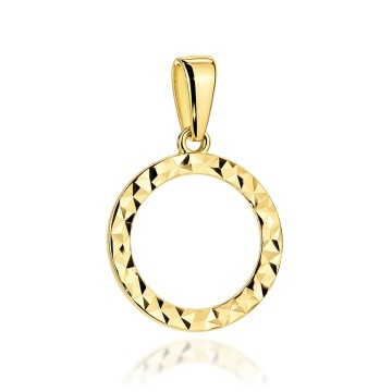 Pandantiv Aur 14K Inel Cu Finisaj Diamantat