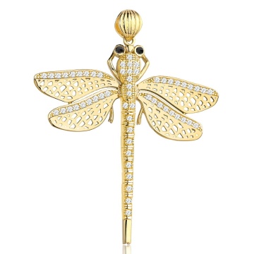 Pandantiv Wașcă Elegantă Din Aur 14K Cu Pietre Negre