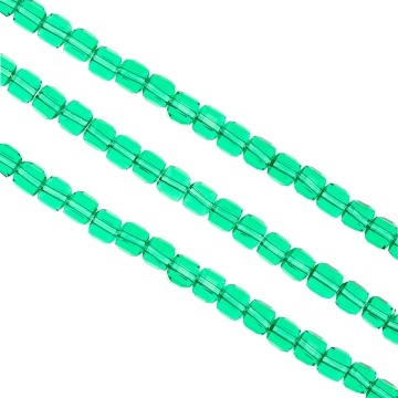 Sirag cristale cubice 6 mm - șirag aprox 100 bucăți - verde transparent