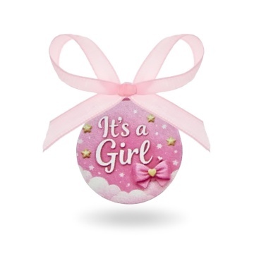 Bănuț pentru Botez Kolorino din Argint 925 – It's a girl – 18 mm