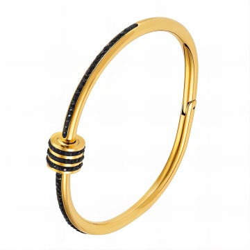 Brățară Blacky din inox placat cu aur 18K, cu zirconii cubic