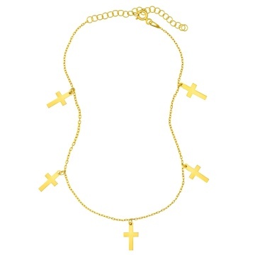 Bratara Cross cu charmuri din Argint 925 placat cu aur pentru picior