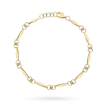 Bratara cu Pandantive Romb si Bilute- Aur 14k