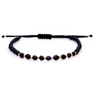 Brățara cu Purple Goldstone si 10 bilute din Aur 14K