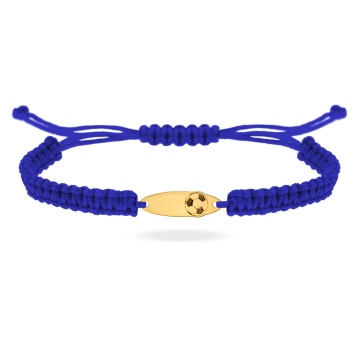 Bratara cu snur si placuta cu minge din aur 14k personalizabila