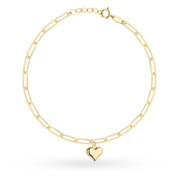 Brățară Din Aur 14K Cu Zale Delicate Și Inimă Suspendată